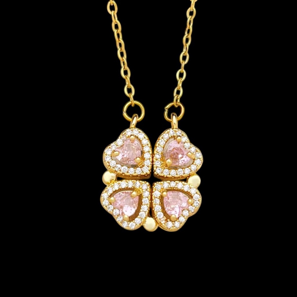 N3. 18K Gold Plated - Pink - Love Two Way - New! No cancels